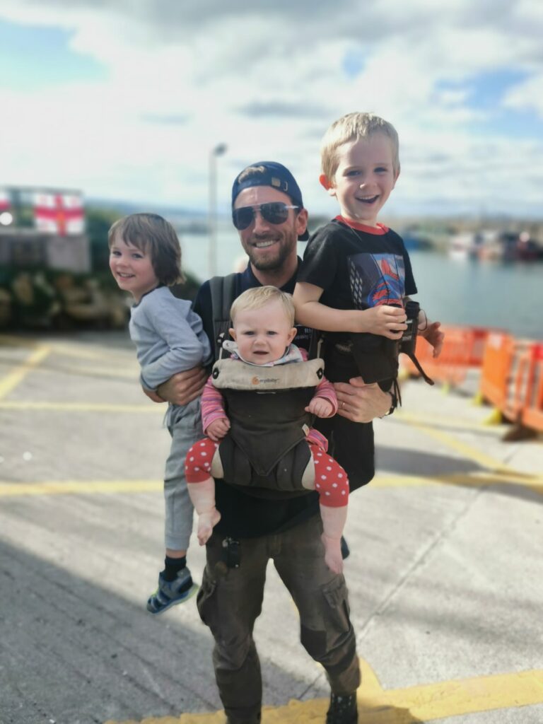Jay, Andrew, Aoibh and Fox Miller at 2021 RNLI Helvick Swim. ( Anne McCarthy)