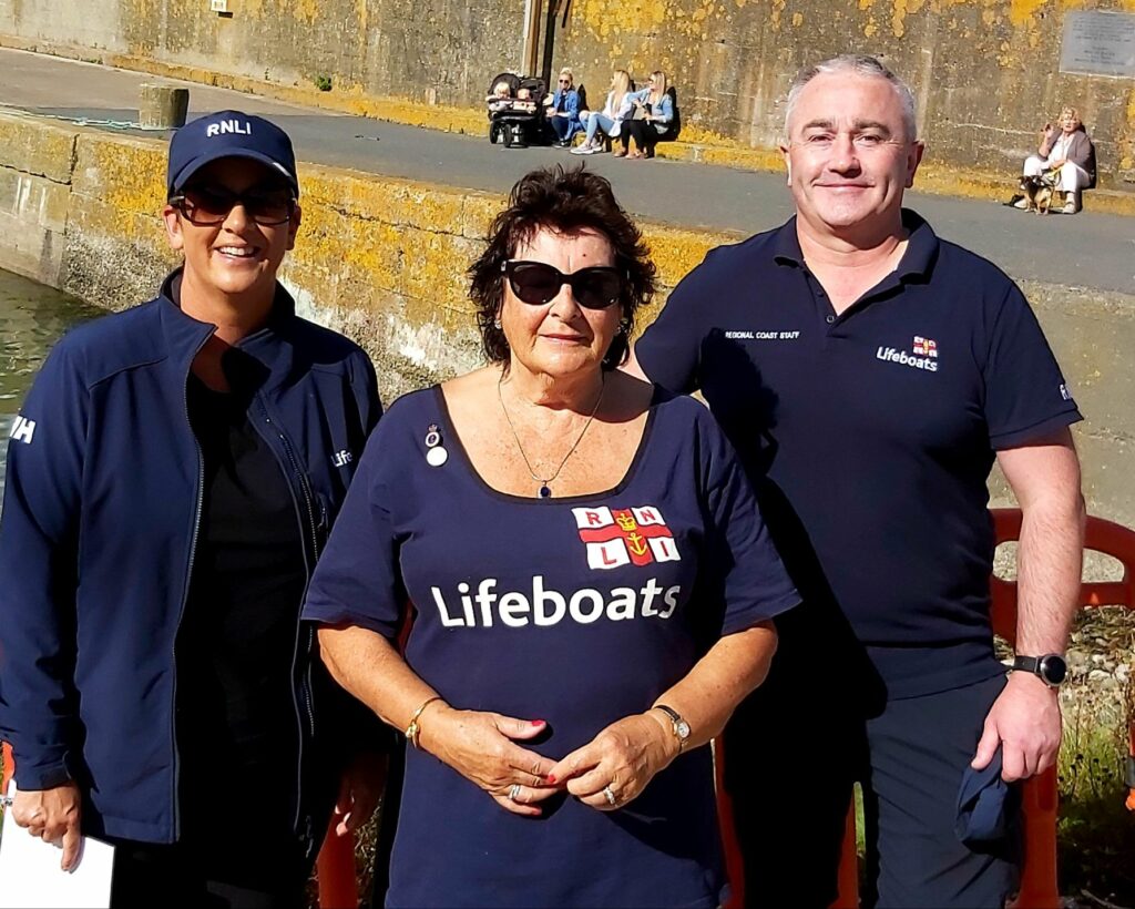 RNLI Community Manager Jennifer Grey, Joan Clancy and QSHE Manager Ireland & IOM -RNLI Terence Morrissey at the 2021 RNLI Helvick Swim. (Joan Clancy)